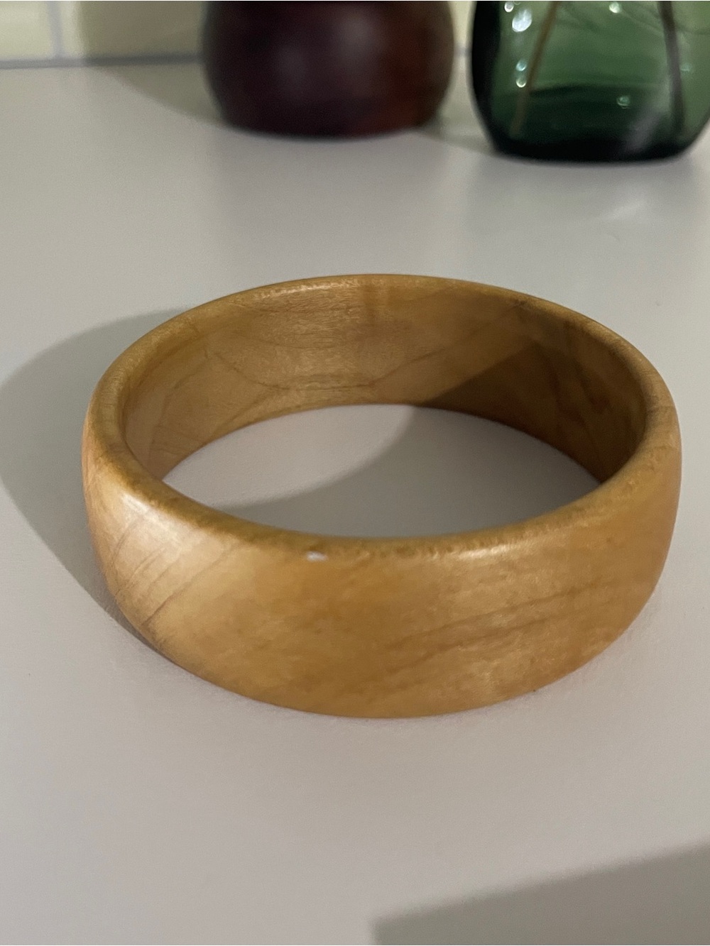 1" wide wooden bangle bracelet - light - Picture 2 of 6